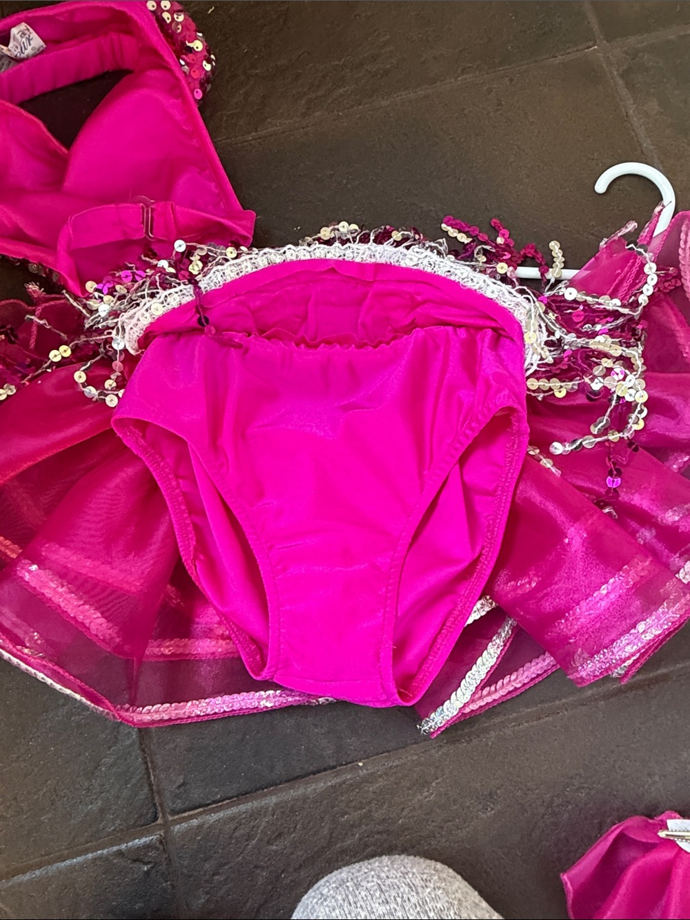 Sparkling Fuchsia Sequin Kids Dance Costume Set - Picture 4 of 4